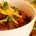 a bowl of slow cooker beef chili