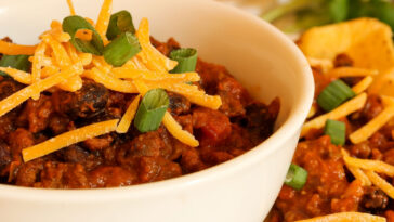a bowl of slow cooker beef chili