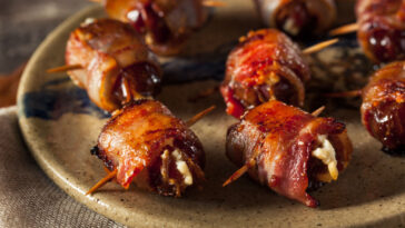 Homemade Bacon Wrapped Dates with Goat Cheese