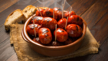 Chorizo, typical Spanish appetizer, grilled sausage
