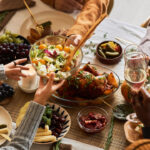 dinner table with food