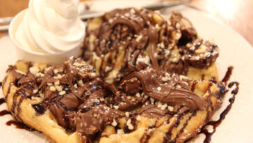 delicious Nutella waffles served on a plate