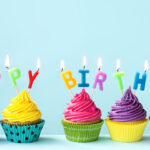 Happy birthday cupcakes with candles