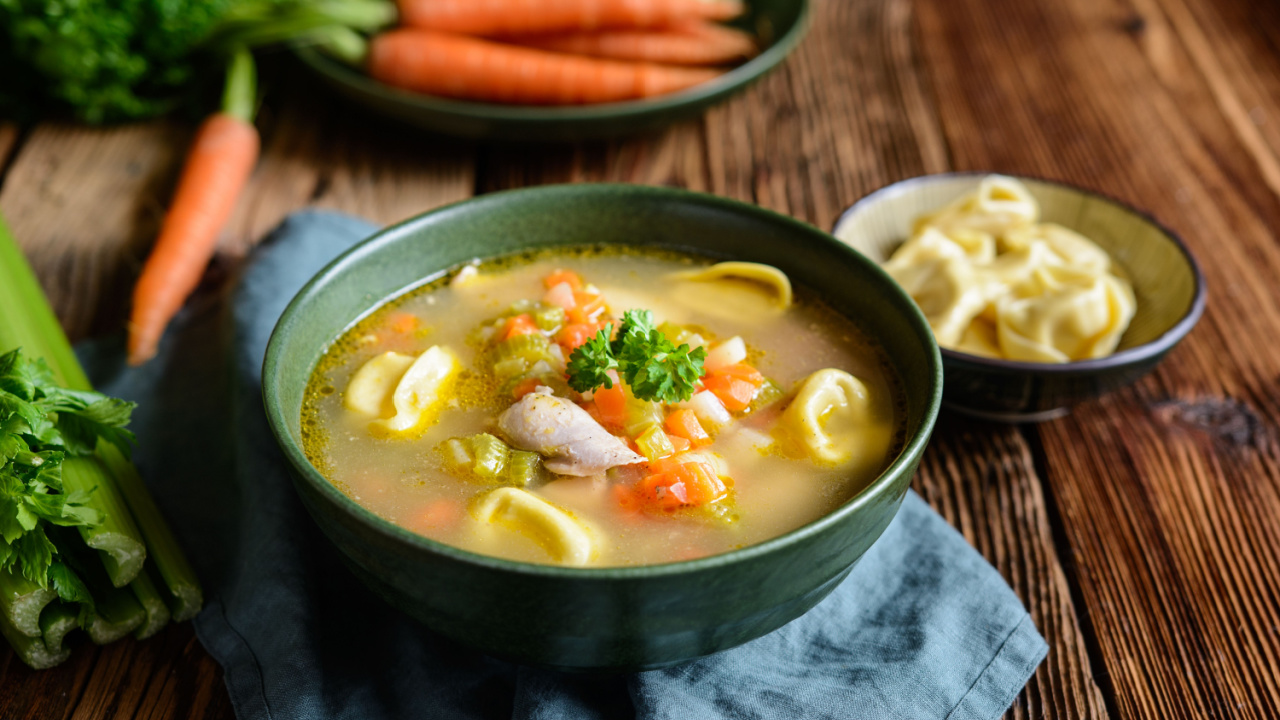classic chicken tortellini soup in a bowl