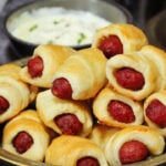 Homemade Pig in a blanket - Hot dog sausage rolls wrapped in a dough.