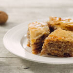 Baklava, delicious pastry dessert made with phyllo dough, nuts, butter, and sugar.