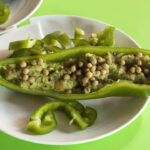 Stuffed green pepper on a plate
