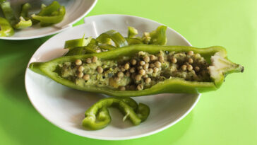 Stuffed green pepper on a plate
