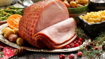 delicious ham served with side dishes