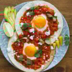 huevos rancheros closeup on the table
