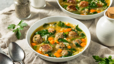 Hearty Homemade Italian Wedding Soup with Spinach and Meatballs