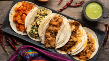 Different types of tacos also called guisados a mexican breakfast
