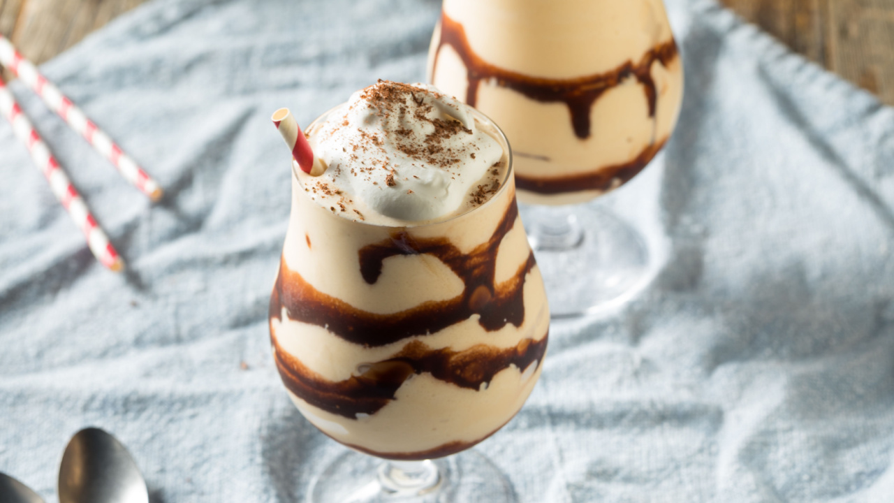 Homemade Boozy Frozen Mudslide Cocktail with Whipped Cream