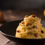 Homemade carbonara pasta.