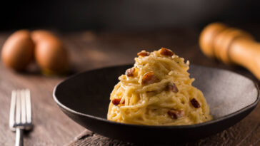 Homemade carbonara pasta.