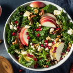 Homemade Autumn Pomegranate Apple Salad with Kale.