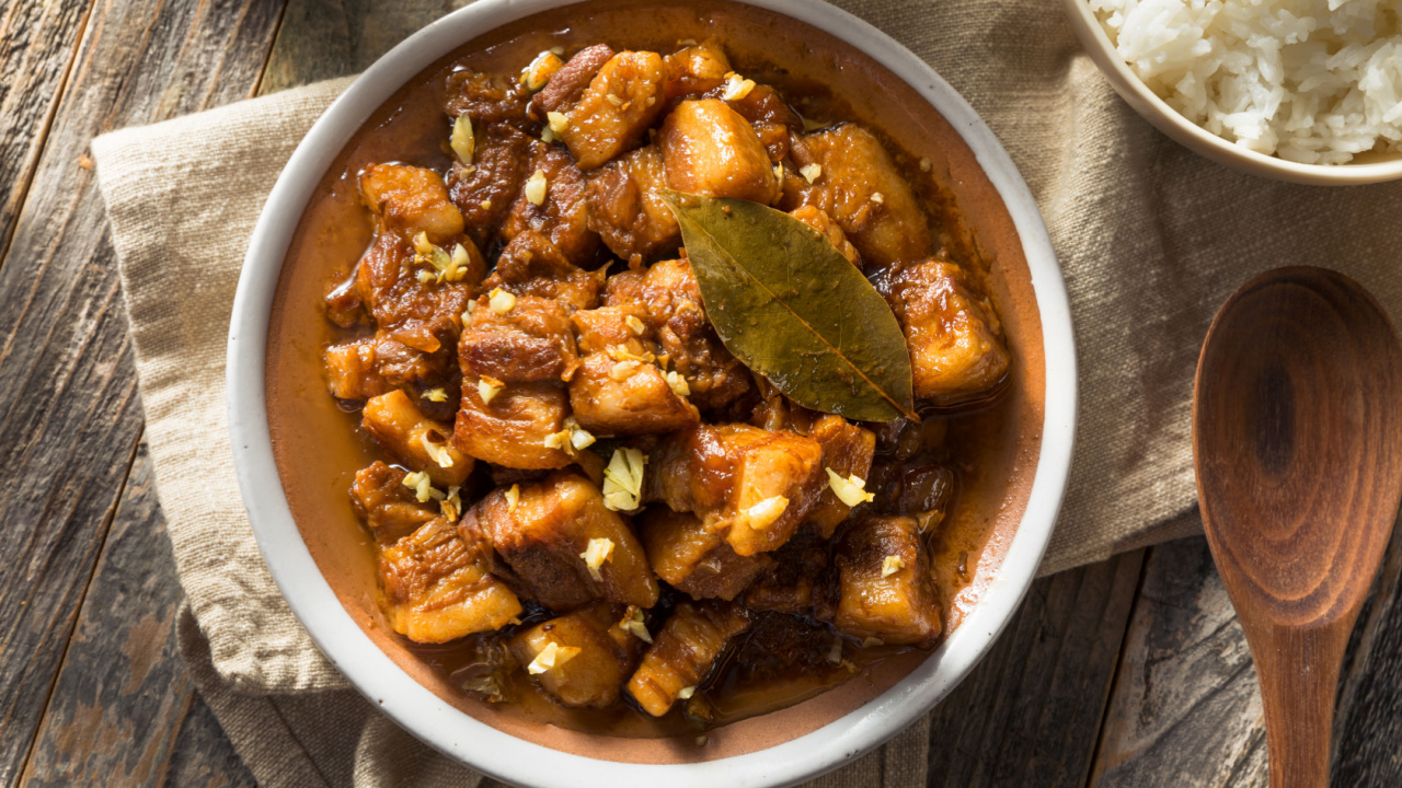 Homemade Filipino Adobo Pork with White Rice