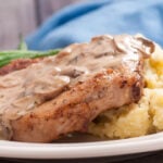 crispy pork chop and mushroom sauce