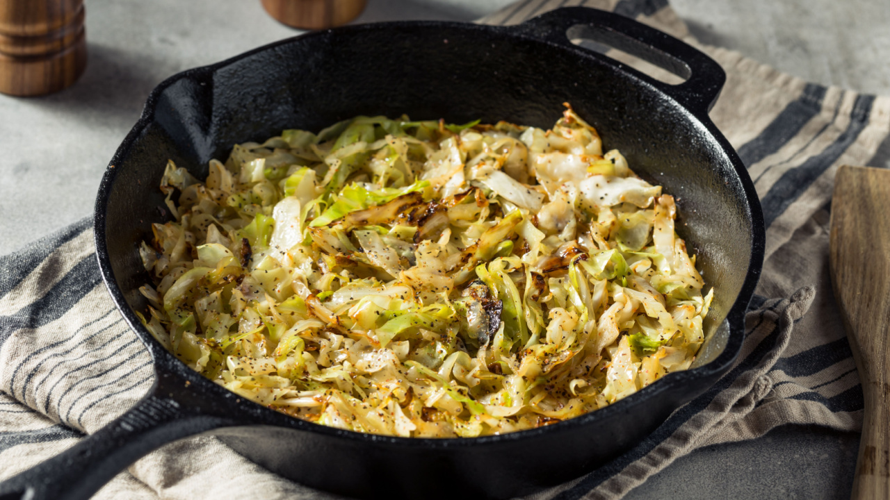 Homemade Irish Sauteed Cabbage with Salt and Pepper.