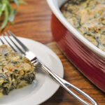 A slice of healthy spinach casserole