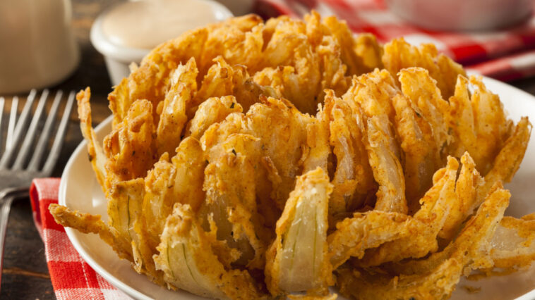 Homemade Fried Bloomin Onion with Dipping Sauce