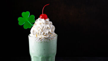 Shamrock shake with whipped cream for Saint Patricks day