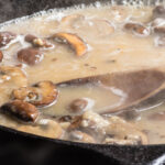 Making mushroom gravy in a cast iron skillet