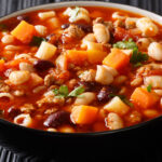 Traditional fagioli soup with vegetables