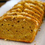 Sliced sweet pumpkin banana bread loaf