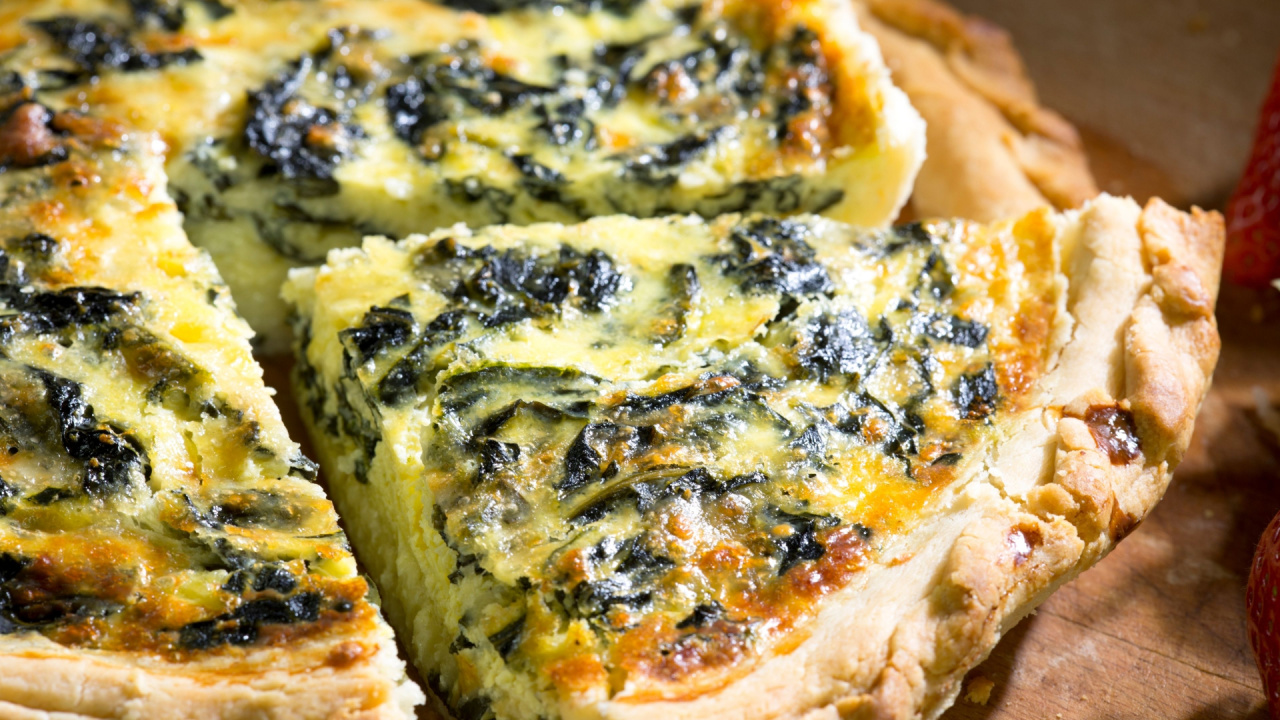 slice of spinach quiche