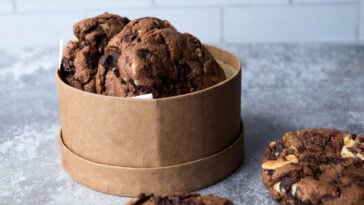 Delicious triple chocolate cookie box